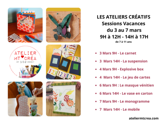 Les ateliers pendant les vacances du 3 au 7 mars (1)